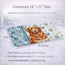 Load image into Gallery viewer, Reddish Brown Great Pyrenees Coastal Sea Glass Dish Drying Mat