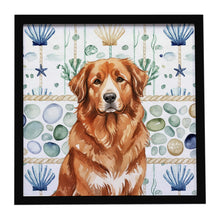 Load image into Gallery viewer, Reddish Brown Great Pyrenees Coastal Sea Glass Framed Metal Print