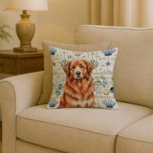 Load image into Gallery viewer, Reddish Brown Great Pyrenees Coastal Sea Glass Throw Pillow