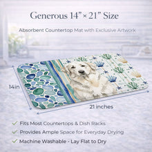 Load image into Gallery viewer, White Great Pyrenees Coastal Sea Glass Dish Drying Mat