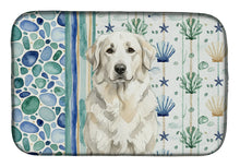 Load image into Gallery viewer, White Great Pyrenees Coastal Sea Glass Dish Drying Mat
