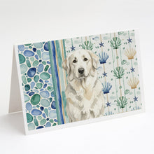 Load image into Gallery viewer, White Great Pyrenees Coastal Sea Glass Greeting Cards Pack of 8