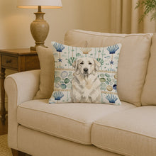 Load image into Gallery viewer, White Great Pyrenees Coastal Sea Glass Throw Pillow