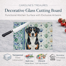 Load image into Gallery viewer, Greater Swiss Mountain Dog Coastal Sea Glass Glass Cutting Board