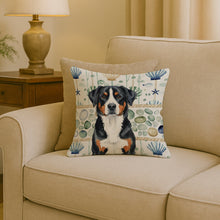 Load image into Gallery viewer, Greater Swiss Mountain Dog Coastal Sea Glass Throw Pillow