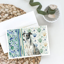 Load image into Gallery viewer, Black and White Greyhound Coastal Sea Glass Greeting Cards Pack of 8