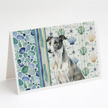 Load image into Gallery viewer, Black and White Greyhound Coastal Sea Glass Greeting Cards Pack of 8