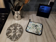 Load image into Gallery viewer, Black and White Greyhound Coastal Sea Glass Pair of Pot Holders