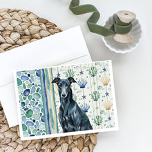 Load image into Gallery viewer, Black Greyhound Coastal Sea Glass Greeting Cards Pack of 8