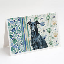 Load image into Gallery viewer, Black Greyhound Coastal Sea Glass Greeting Cards Pack of 8