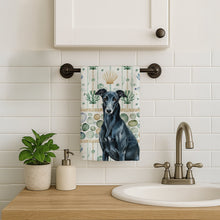 Load image into Gallery viewer, Black Greyhound Coastal Sea Glass Kitchen Towel