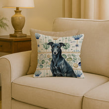 Load image into Gallery viewer, Black Greyhound Coastal Sea Glass Throw Pillow