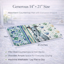 Load image into Gallery viewer, Blue Brindle Greyhound Coastal Sea Glass Dish Drying Mat