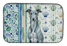 Load image into Gallery viewer, Blue Brindle Greyhound Coastal Sea Glass Dish Drying Mat