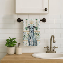Load image into Gallery viewer, Blue Brindle Greyhound Coastal Sea Glass Kitchen Towel