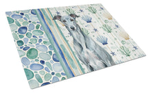 Load image into Gallery viewer, Blue Brindle Greyhound Coastal Sea Glass Glass Cutting Board
