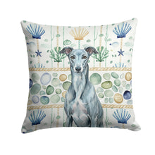 Load image into Gallery viewer, Blue Brindle Greyhound Coastal Sea Glass Throw Pillow