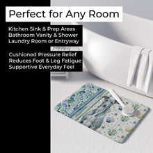 Load image into Gallery viewer, Blue Brindle Greyhound Coastal Sea Glass Memory Foam Kitchen Mat