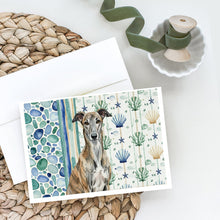 Load image into Gallery viewer, Brindle Greyhound Coastal Sea Glass Greeting Cards Pack of 8