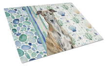 Load image into Gallery viewer, Brindle Greyhound Coastal Sea Glass Glass Cutting Board