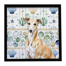 Load image into Gallery viewer, Fawn Greyhound Coastal Sea Glass Framed Metal Print