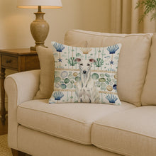 Load image into Gallery viewer, White Greyhound Coastal Sea Glass Throw Pillow