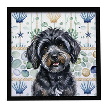 Load image into Gallery viewer, Black Havanese Coastal Sea Glass Framed Metal Print