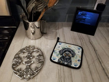 Load image into Gallery viewer, Black Havanese Coastal Sea Glass Pair of Pot Holders