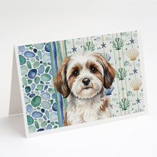 Load image into Gallery viewer, Parti-color Havanese Coastal Sea Glass Greeting Cards Pack of 8