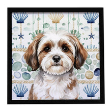 Load image into Gallery viewer, Parti-color Havanese Coastal Sea Glass Framed Metal Print