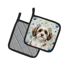 Load image into Gallery viewer, Parti-color Havanese Coastal Sea Glass Pair of Pot Holders