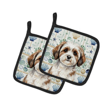 Load image into Gallery viewer, Parti-color Havanese Coastal Sea Glass Pair of Pot Holders