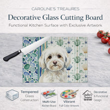 Load image into Gallery viewer, White Havanese Coastal Sea Glass Glass Cutting Board
