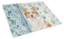 Load image into Gallery viewer, Tan Icelandic Sheepdog Coastal Sea Glass Glass Cutting Board