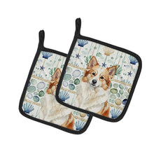 Load image into Gallery viewer, Tan Icelandic Sheepdog Coastal Sea Glass Pair of Pot Holders
