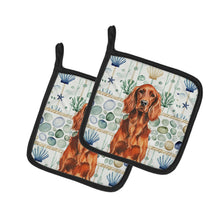 Load image into Gallery viewer, Irish Setter Coastal Sea Glass Pair of Pot Holders
