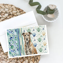 Load image into Gallery viewer, Brindle Irish Wolfhound Coastal Sea Glass Greeting Cards Pack of 8