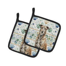 Load image into Gallery viewer, Brindle Irish Wolfhound Coastal Sea Glass Pair of Pot Holders