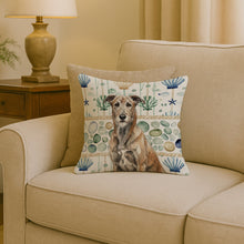 Load image into Gallery viewer, Brindle Irish Wolfhound Coastal Sea Glass Throw Pillow