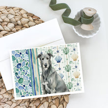 Load image into Gallery viewer, Gray Irish Wolfhound Coastal Sea Glass Greeting Cards Pack of 8