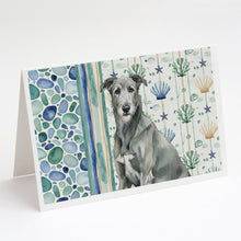 Load image into Gallery viewer, Gray Irish Wolfhound Coastal Sea Glass Greeting Cards Pack of 8