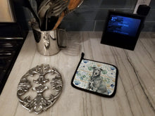 Load image into Gallery viewer, Gray Irish Wolfhound Coastal Sea Glass Pair of Pot Holders