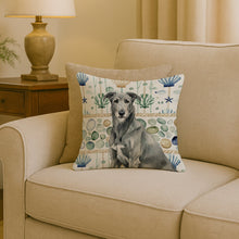 Load image into Gallery viewer, Gray Irish Wolfhound Coastal Sea Glass Throw Pillow