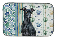 Load image into Gallery viewer, Black Italian Greyhound Coastal Sea Glass Dish Drying Mat