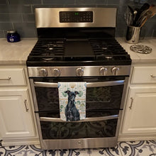 Load image into Gallery viewer, Black Italian Greyhound Coastal Sea Glass Kitchen Towel