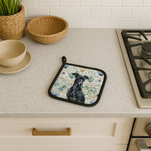Load image into Gallery viewer, Black Italian Greyhound Coastal Sea Glass Pair of Pot Holders