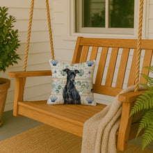 Load image into Gallery viewer, Black Italian Greyhound Coastal Sea Glass Throw Pillow