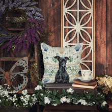 Load image into Gallery viewer, Black Italian Greyhound Coastal Sea Glass Throw Pillow