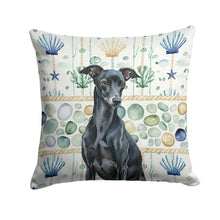 Load image into Gallery viewer, Black Italian Greyhound Coastal Sea Glass Throw Pillow