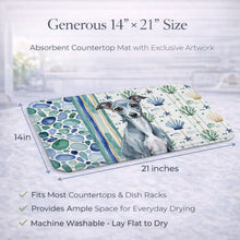 Load image into Gallery viewer, Blue Italian Greyhound Coastal Sea Glass Dish Drying Mat